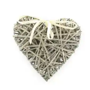 Natural wicker heart decoration 25cm