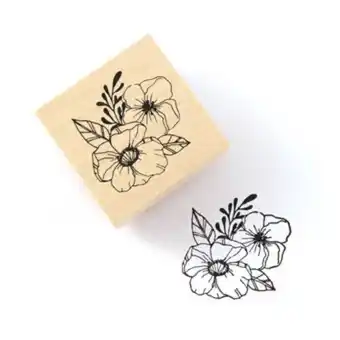 Hobbycraft Spring florals wooden stamp 5cm x 5cm offer