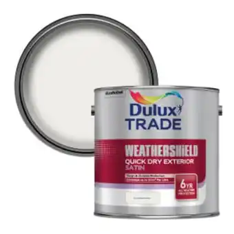 Jewson Dulux trade weathershield exterior satin paint 2.5l brilliant white offer