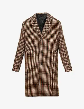 Selfridges The kooples checked single-breasted wool-blend coat offer