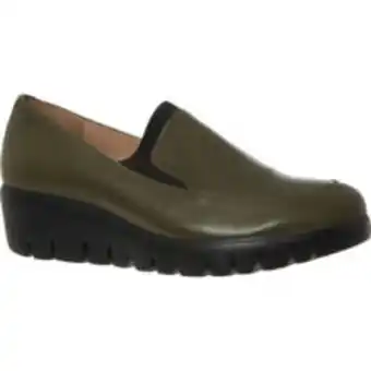 Green leather wedge shoes