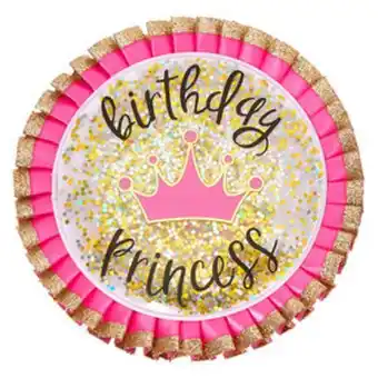 Claire's Birthday princess button - pink offer