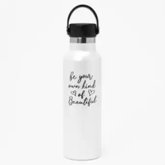 Claire's Be your own kind of beautiful metal water bottle - white offer