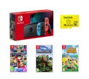 Currys PC World Nintendo switch, animal crossing, mario kart 8, minecraft & 256 gb memory card bundle - neon red & blue offer