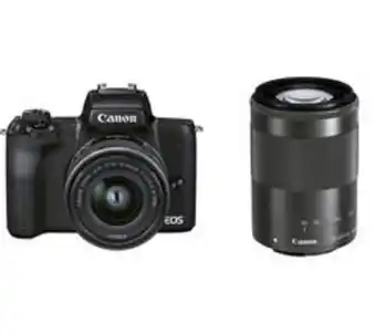 Currys PC World Canon eos m50 mark ii mirrorless camera with ef-m 15-45 mm f/3.5-6.3 is stm & 55-200 mm f/4.5-6.3 is stm lens offer