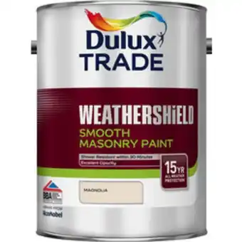 Dulux trade weathershield smooth masonry paint 5l magnolia