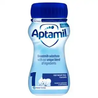 Sainsbury's Aptamil 1 first baby milk formula from birth 200ml offer