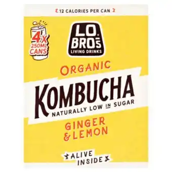Asda Living drinks organic kombucha ginger & lemon cans offer