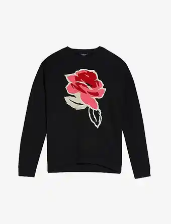 Selfridges Ted baker floesa floral-flocked embroidered cotton-jersey sweatshirt offer