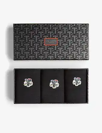 Selfridges Ted baker boxtwo floral-embroidered stretch-cotton socks pack of three offer