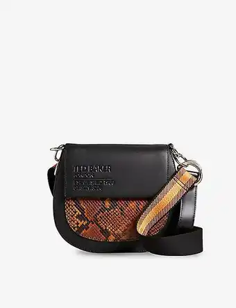 Selfridges Ted baker darcels snakeskin-embossed leather satchel bag offer