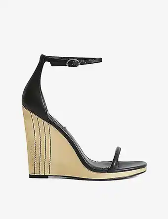 Selfridges Reiss ashton contrast-heel leather wedge sandals offer
