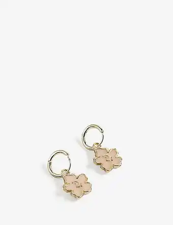 Selfridges Ted baker larli gold-tone brass and enamel huggie pendant earrings offer
