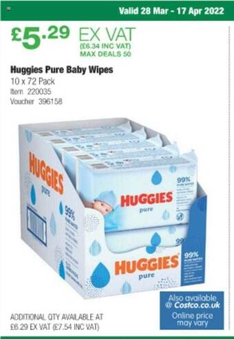 Costco Huggies Pure Baby Wipes offer