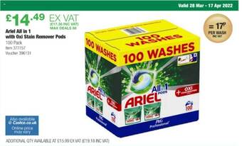 Costco Ariel All In 1 With Oxi Stain Remover Pods offer