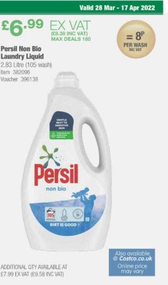 Costco Persil Non Bio Laundry Liquid offer