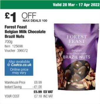 Costco Forest Feast Belgian Milk Chocolate Brazil Nuts offer