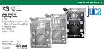 Costco Juice Immortal Lightning Cables offer