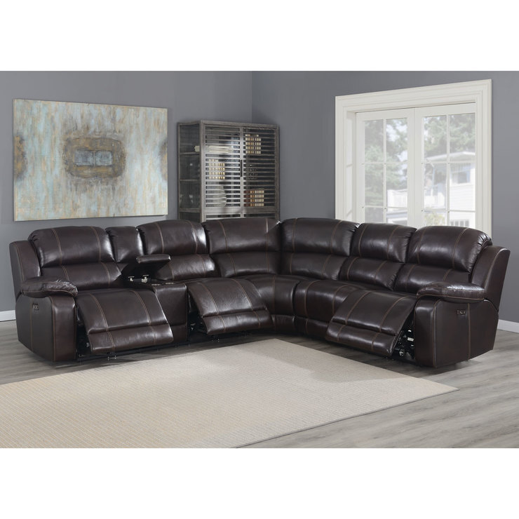 Pulaski Dunhill Brown Leather Power Reclining Sectional Sofa offer at