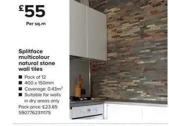 TradePoint Splitface Multicolour Natural Stone Wall Tiles offer