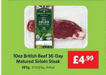 Lidl 10oz British Beef 36-day Matured Sirloin Steak offer