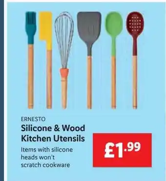 Lidl Ernesto Silicone & Wood Kitchen Utensils offer
