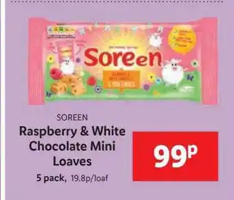 Lidl Soreen Raspberry & White Chocolate Mini Loaves 5 Pack offer