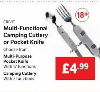 Lidl Crivit Multi-functional Camping Cutlery Or Pocket Knife offer