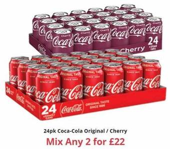 Farmfoods 24pk Coca-cola Original Cherry offer
