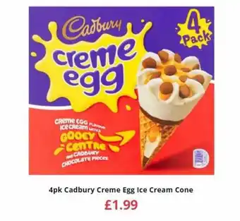 Farmfoods 4pk Cadbury Creme Egg Ice Cream Cone offer