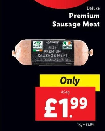 Lidl Deluxe Premium Sausage Meat 454g offer