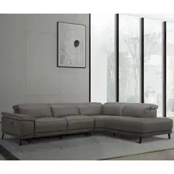 Costco Gilman Creek Rachel Grey Leather Power Reclining Sectional Sofa offer