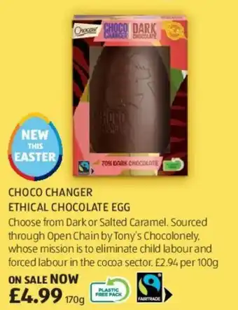Aldi Choco Changer Ethical Chocolate Egg 170g offer