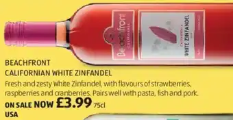 Aldi Beachfront Californian White Zinfandel 75cl offer