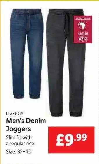 Lidl Livergy Men's Denim Joggers offer