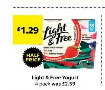 SuperValu Light & Free Yogurt 4 Pack offer