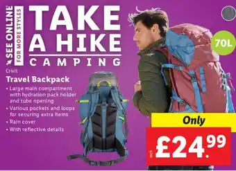 Lidl Crivit Travel Backpack offer
