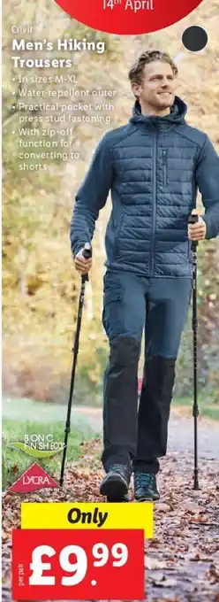 Lidl Crivit Men's Hiking Trousers offer