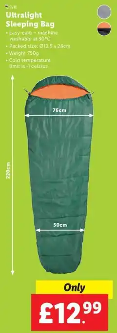 Lidl Crivit Ultralight Sleeping Bag offer