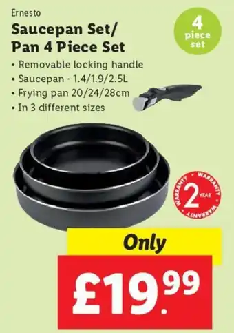 Lidl Ernesto Saucepan Set/ Pan 4 Piece Set offer