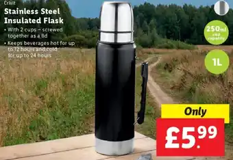 Lidl Crivit Stainless Steel Insulated Flask offer