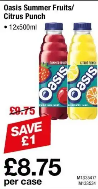 Makro Oasis Summer Fruits/ Citrus Punch 12x500ml offer