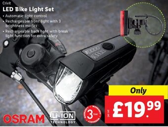 Lidl Crivit Led Bike Light Set offer