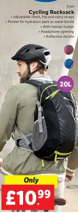 Lidl Crivit Cycling Rucksack 20L offer