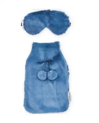 Aldi Navy Fur Hot Water Bottle & Eye Mask offer