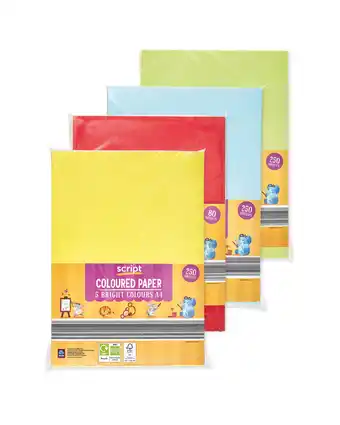 Aldi Script A4 Coloured Paper/Card Bundle offer