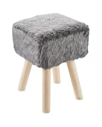 Aldi Square Grey Faux Fur Stool offer