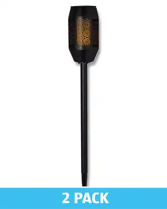 Aldi Black Solar Flickering Torch 2 Pack offer