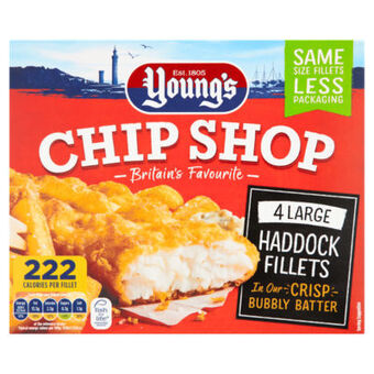 Asda Young's Chip Shop 4 Large Haddock Fillets offer