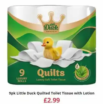 Farmfoods 9pk Little Duck Quilted Toilet Tissue with Lotion offer